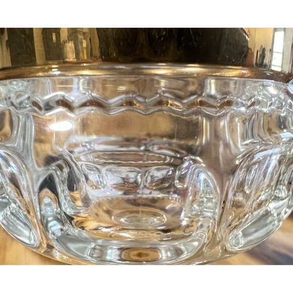 1-Indiana Glass Kings Crown Thumbprint‎ Gold Flashed Rim Goblet Glass - Picture 2 of 3